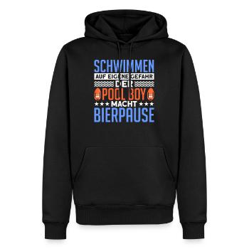 Schwimmen Poolboy Bademeister - Männer Premium Bio Hoodie - Schwarz - Vorne - Nico (187cm)