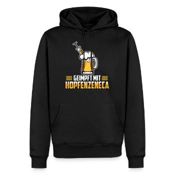 Hopfenzeneca Bier Impfung geimpft mit Bier Hopfen - Männer Premium Bio Hoodie - Schwarz - Vorne - Nico (187cm)