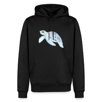 Douce Aquarelle Tortue Mer Vie aquatique - Sweat à capuche Premium bio Homme - noir - Devant - Nico (187cm)