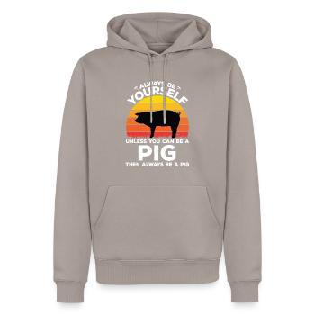 You can be a pig - Männer Premium Bio Hoodie - Taupe - Vorne - Nico (187cm)