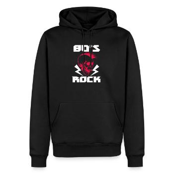 Années 80 Rock - Sweat à capuche Premium bio Homme - noir - Devant - Nico (187cm)