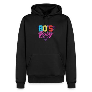 Années 80 - Sweat à capuche Premium bio Homme - noir - Devant - Nico (187cm)