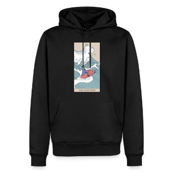 Kapitän Tarotkarte Okkultes Tarot Segler Design - Männer Premium Bio Hoodie - Schwarz - Vorne - Nico (187cm)