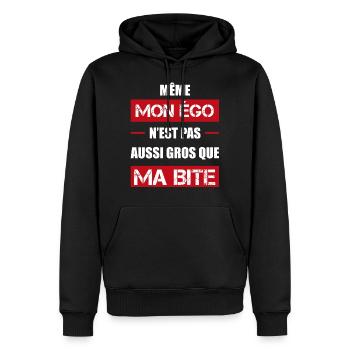 égo grosse bite | cadeau beauf marrant - Sweat à capuche Premium bio Homme - noir - Devant - Nico (187cm)