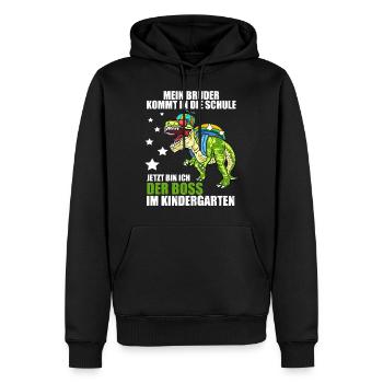 Mein Bruder Kommt In Die Schule Kindergarten Boss - Männer Premium Bio Hoodie - Schwarz - Vorne - Nico (187cm)