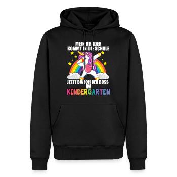 Mein Bruder Kommt In Die Schule Jetzt Bin Ich Boss - Männer Premium Bio Hoodie - Schwarz - Vorne - Nico (187cm)