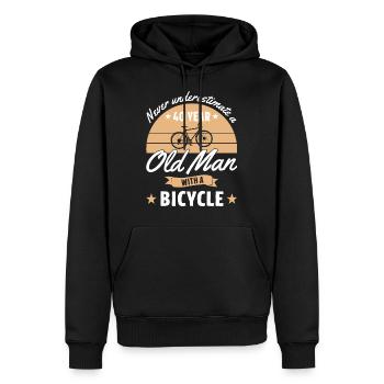 Never underestimate a 40 year old man with bicycle - Sweat à capuche Premium bio Homme - noir - Devant - Nico (187cm)