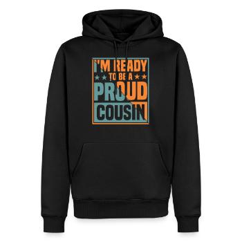 Naissance cousin Grand cousin cadeau - Sweat à capuche Premium bio Homme - noir - Devant - Nico (187cm)