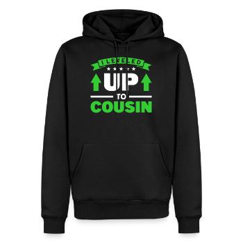 Grand cousin grand cadeau de naissance - Sweat à capuche Premium bio Homme - noir - Devant - Nico (187cm)