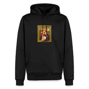 Die Pizza Mona Lisa lustiges Künstler und Pizza - Männer Premium Bio Hoodie - Schwarz - Vorne - Nico (187cm)