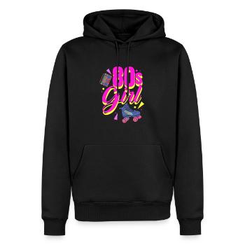 Années 80 - Sweat à capuche Premium bio Homme - noir - Devant - Nico (187cm)