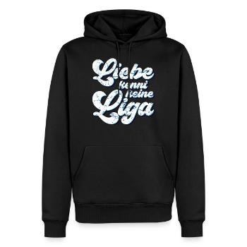 LIEBE KENNT KEINE LIGA - Männer Premium Bio Hoodie - Schwarz - Vorne - Nico (187cm)