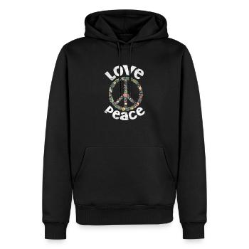 Hippie - Männer Premium Bio Hoodie - Schwarz - Vorne - Nico (187cm)