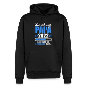 Schwangerschaft Zwillinge Werdender Papa 2022 - Männer Premium Bio Hoodie - Schwarz - Vorne - Nico (187cm)