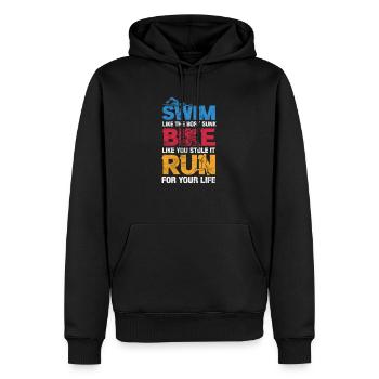 Triathlon - Männer Premium Bio Hoodie - Schwarz - Vorne - Nico (187cm)