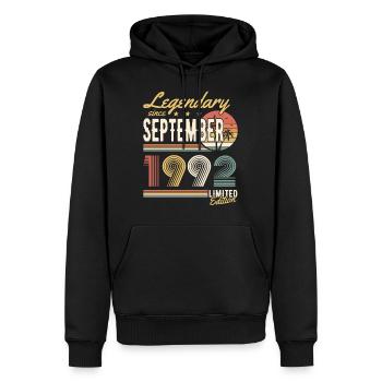 Legendary since Septembre 1992 Limited Edition - Sweat à capuche Premium bio Homme - noir - Devant - Nico (187cm)