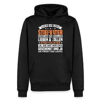 Stiefpapa Stieftochter Stiefvater Geschenk - Männer Premium Bio Hoodie - Schwarz - Vorne - Nico (187cm)