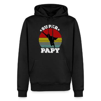 Super papy - Sweat à capuche Premium bio Homme - noir - Devant - Nico (187cm)