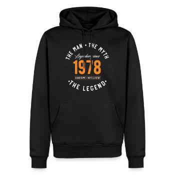 Legendary since 1978 The Man The Myth - Sweat à capuche Premium bio Homme - noir - Devant - Nico (187cm)
