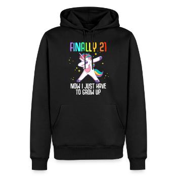 Finally 21 Now I Just Have To Grow Up - Sweat à capuche Premium bio Homme - noir - Devant - Nico (187cm)