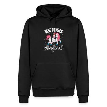 Keto Diät - Männer Premium Bio Hoodie - Schwarz - Vorne - Nico (187cm)