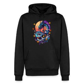 Vaporwave Dragon japonais - Sweat à capuche Premium bio Homme - noir - Devant - Nico (187cm)