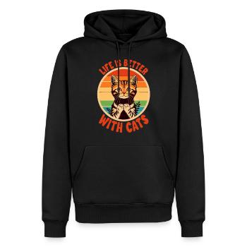 La vie est meilleure avec les chats Animaux Katzen Sprüche - Sweat à capuche Premium bio Homme - noir - Devant - Nico (187cm)