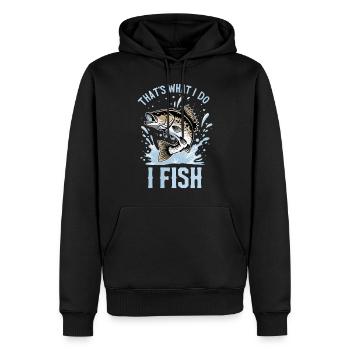 C’est ce que je fais Je pêche drôles de dictons de pêcheur - Sweat à capuche Premium bio Homme - noir - Devant - Nico (187cm)