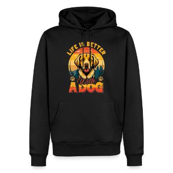 La vie est meilleure avec un chien Dictons de chien - Sweat à capuche Premium bio Homme - noir - Devant - Nico (187cm)