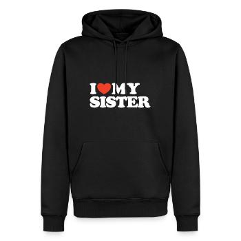 I love my sister Herz Shirt - Männer Premium Bio Hoodie - Schwarz - Vorne - Nico (187cm)