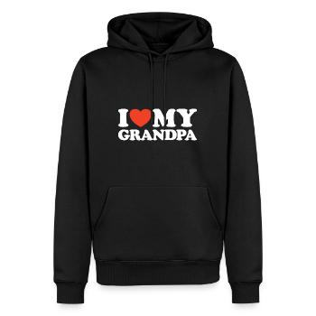 I love my grandpa Herz Shirt - Männer Premium Bio Hoodie - Schwarz - Vorne - Nico (187cm)