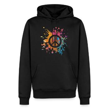Peace Weltfrieden Geschenk - Männer Premium Bio Hoodie - Schwarz - Vorne - Nico (187cm)