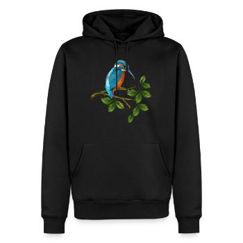 Oiseau du martin-pêcheur - Sweat à capuche Premium bio Homme - noir - Devant - Nico (187cm)
