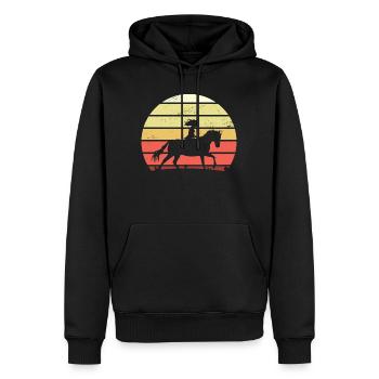 Cavalier du coucher de soleil à cheval - Sweat à capuche Premium bio Homme - noir - Devant - Nico (187cm)