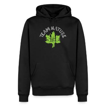 team nature Blatt grün Symbol Logo icon Wald Baum - Männer Premium Bio Hoodie - Schwarz - Vorne - Nico (187cm)