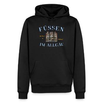 Füssen im Allgäu, Altstadt, Fassade Stadtapotheke - Männer Premium Bio Hoodie - Schwarz - Vorne - Nico (187cm)