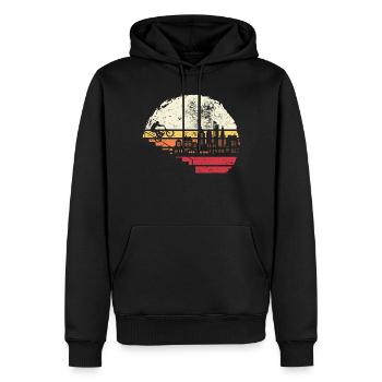 Horizon de la ville Coucher de soleil - Sweat à capuche Premium bio Homme - noir - Devant - Nico (187cm)
