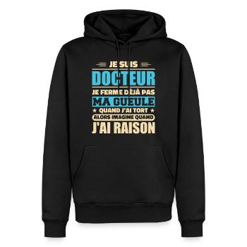 Ich bin Doktor und ich habe Recht - Humor Doktor - Männer Premium Bio Hoodie - Schwarz - Vorne - Nico (187cm)