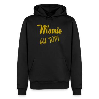 MAMIE - Sweat à capuche Premium bio Homme - noir - Devant - Nico (187cm)