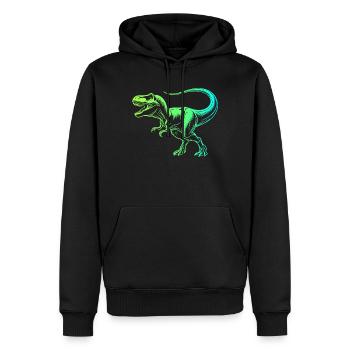 dinosaure tyrannosaure rex, t-rex vert bleu - Sweat à capuche Premium bio Homme - noir - Devant - Nico (187cm)
