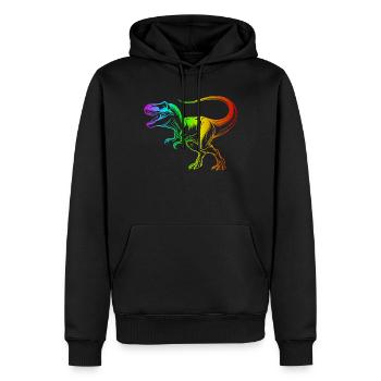 dinosaure tyrannosaure rex, t-rex arc-en-ciel - Sweat à capuche Premium bio Homme - noir - Devant - Nico (187cm)