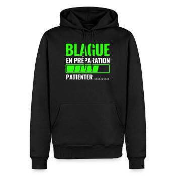 Witz im Entstehen - Männer Premium Bio Hoodie - Schwarz - Vorne - Nico (187cm)