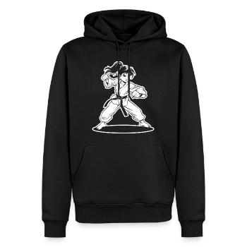 Karate Mädchen Cartoon Stil - Männer Premium Bio Hoodie - Schwarz - Vorne - Nico (187cm)
