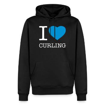 I LOVE CURLING - Männer Premium Bio Hoodie - Schwarz - Vorne - Nico (187cm)