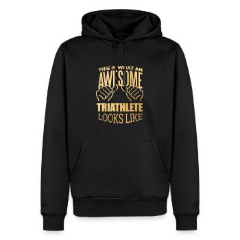 Triathlon - Männer Premium Bio Hoodie - Schwarz - Vorne - Nico (187cm)