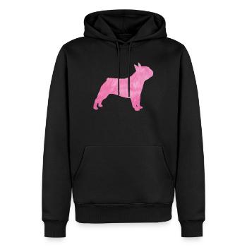 Carlin Chien à fourrure duveteuse Maître Maîtresse rose - Sweat à capuche Premium bio Homme - noir - Devant - Nico (187cm)