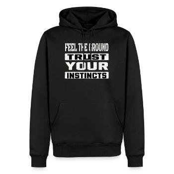 trust your instincts - Männer Premium Bio Hoodie - Schwarz - Vorne - Nico (187cm)