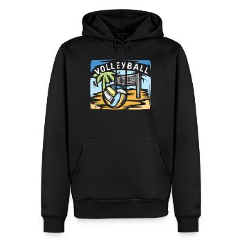 Volleyball Illustration mit Beachvolleyball Palme - Männer Premium Bio Hoodie - Schwarz - Vorne - Nico (187cm)