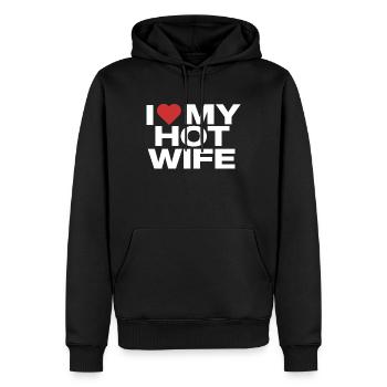 I Love My Hot Wife - Männer Premium Bio Hoodie - Schwarz - Vorne - Nico (187cm)