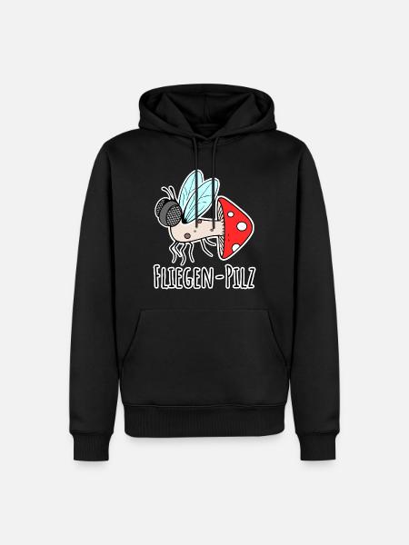 Fly agaric - half fly, half mushroom - Men’s Premium Organic Hoodie - black